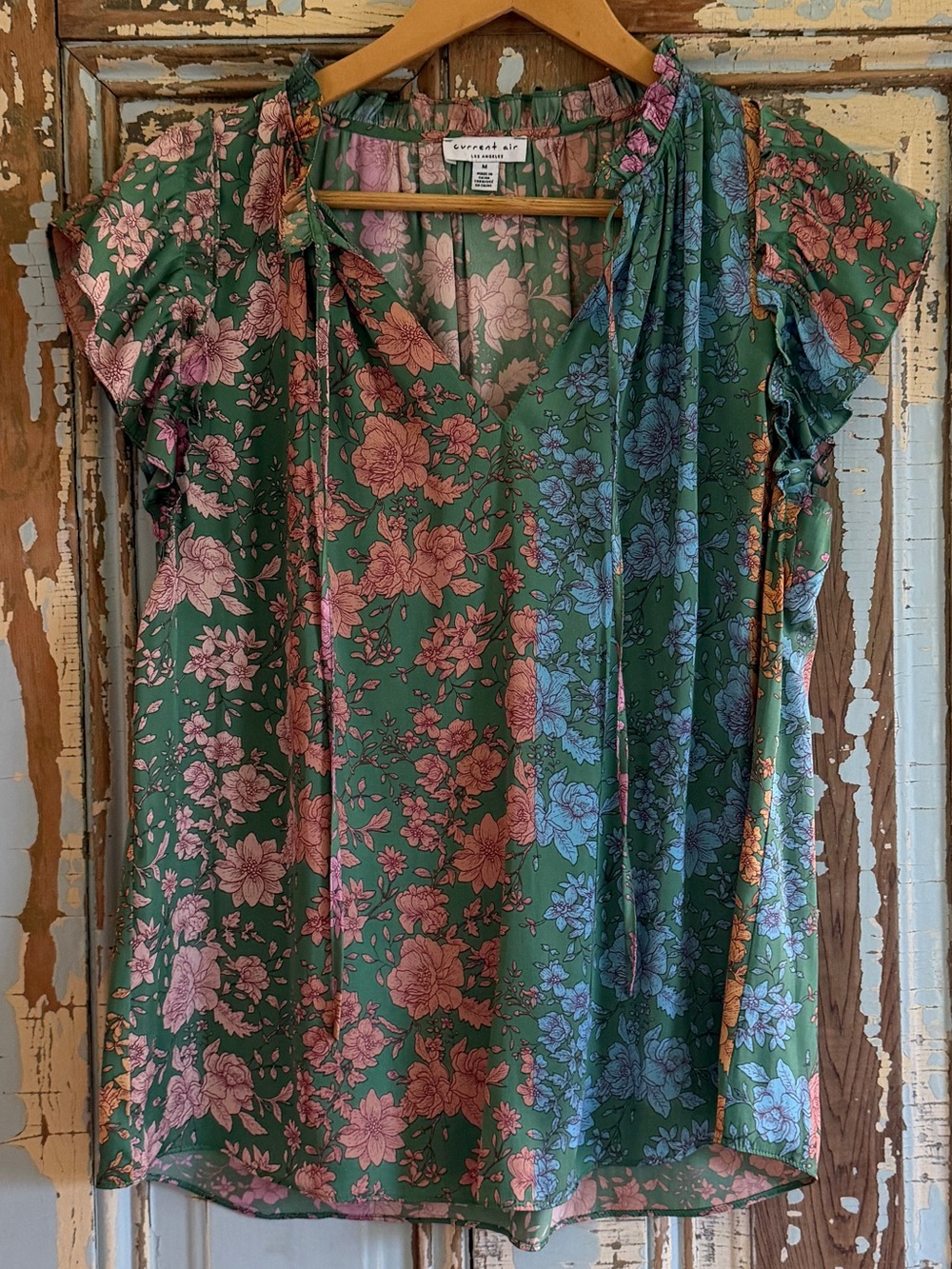 Current Air Floral Short-Sleeve V-Neck Blouse